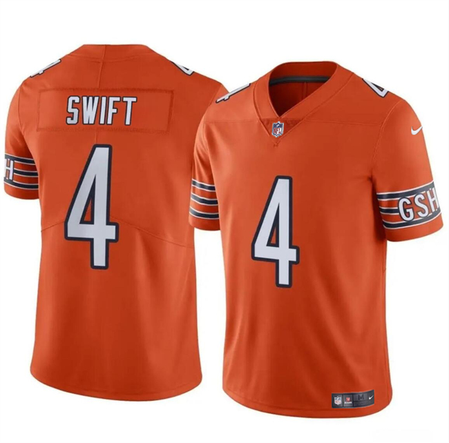 Men's Chicago Bears #4 D??Andre Swift Orange Vapor Football Stitched Jersey